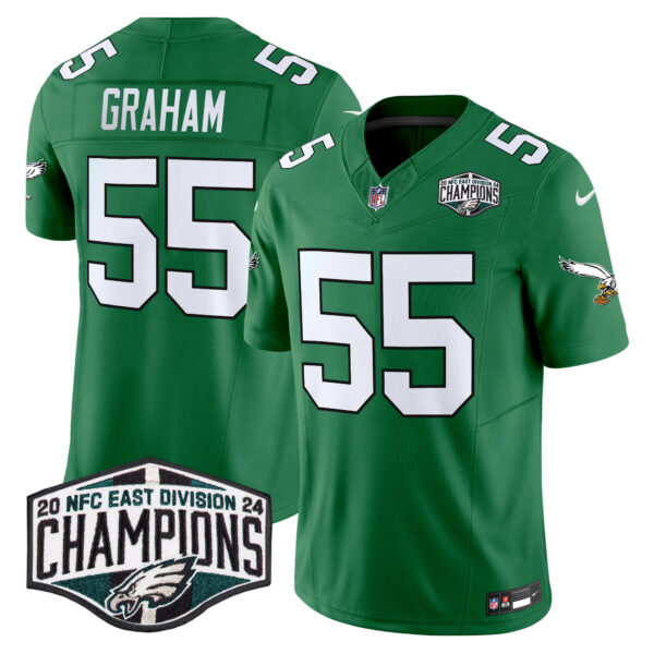 Men's Philadelphia Eagles Kelly Green 2024 NFC East Division Champions Vapor Limited Jersey V2 - All Stitched - Image 34