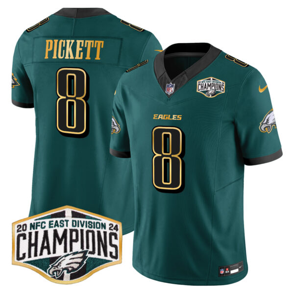 Men's Philadelphia Eagles 2024 NFC East Division Champions Gold Trim Vapor Limited Jersey - All Stitched - Image 2