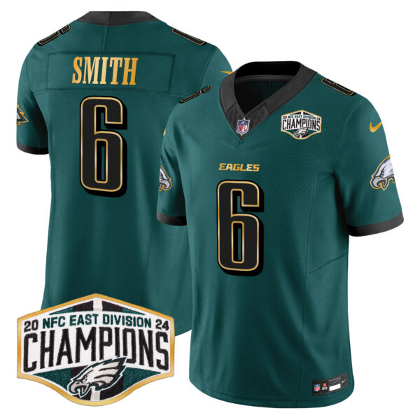Men's Philadelphia Eagles 2024 NFC East Division Champions Gold Trim Vapor Limited Jersey - All Stitched - Image 5