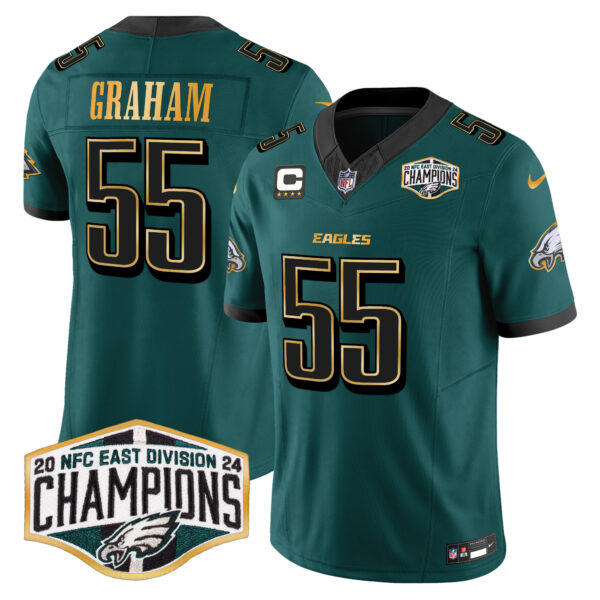 Men's Philadelphia Eagles 2024 NFC East Division Champions Gold Trim Vapor Limited Jersey - All Stitched - Image 7