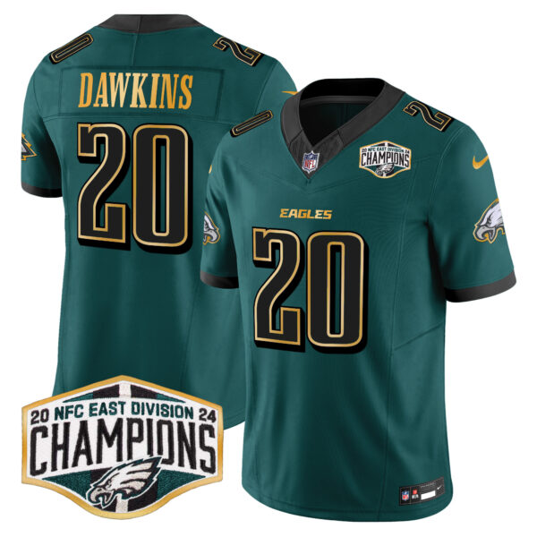 Men's Philadelphia Eagles 2024 NFC East Division Champions Gold Trim Vapor Limited Jersey - All Stitched - Image 8
