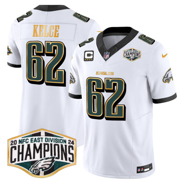 Men's Philadelphia Eagles 2024 NFC East Division Champions Gold Trim Vapor Limited Jersey - All Stitched - Image 13