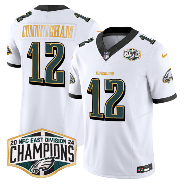 Men's Philadelphia Eagles 2024 NFC East Division Champions Gold Trim Vapor Limited Jersey - All Stitched - Image 15