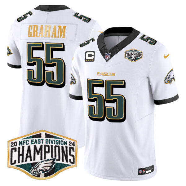 Men's Philadelphia Eagles 2024 NFC East Division Champions Gold Trim Vapor Limited Jersey - All Stitched - Image 16