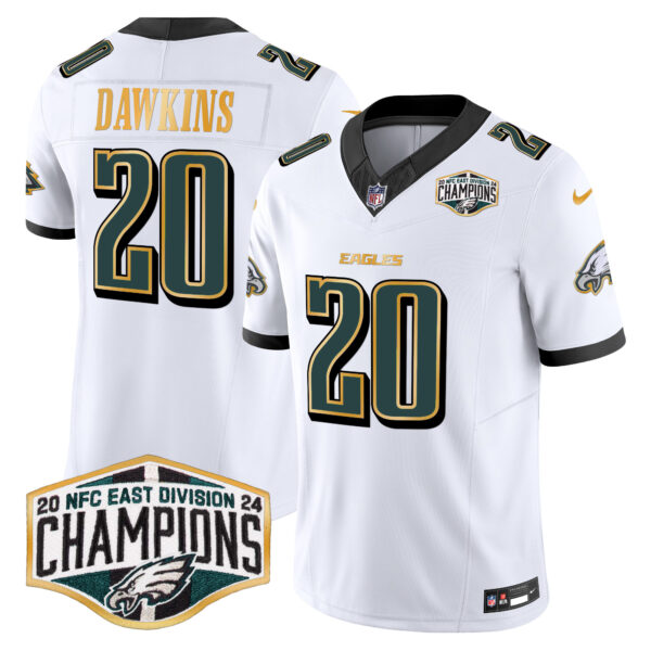 Men's Philadelphia Eagles 2024 NFC East Division Champions Gold Trim Vapor Limited Jersey - All Stitched - Image 17