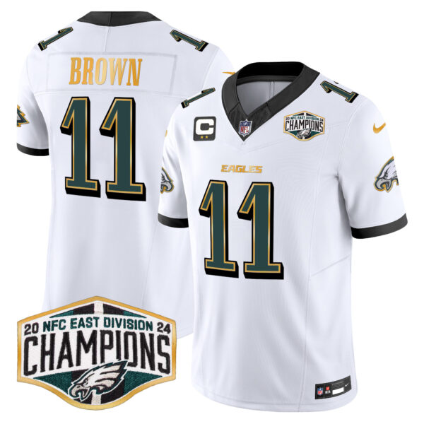 Men's Philadelphia Eagles 2024 NFC East Division Champions Gold Trim Vapor Limited Jersey - All Stitched - Image 18