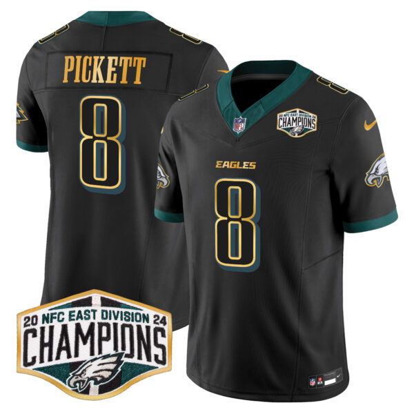Men's Philadelphia Eagles 2024 NFC East Division Champions Gold Trim Vapor Limited Jersey - All Stitched - Image 20