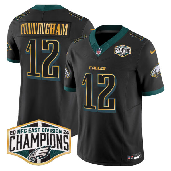 Men's Philadelphia Eagles 2024 NFC East Division Champions Gold Trim Vapor Limited Jersey - All Stitched - Image 24