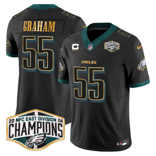 Men's Philadelphia Eagles 2024 NFC East Division Champions Gold Trim Vapor Limited Jersey - All Stitched - Image 25