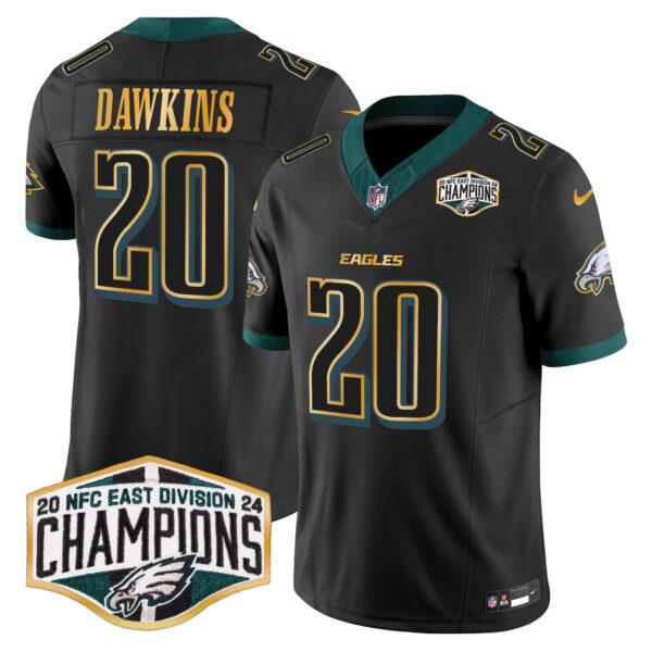 Men's Philadelphia Eagles 2024 NFC East Division Champions Gold Trim Vapor Limited Jersey - All Stitched - Image 26