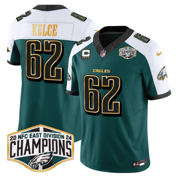 Men's Philadelphia Eagles 2024 NFC East Division Champions Gold Trim Vapor Limited Jersey - All Stitched - Image 31