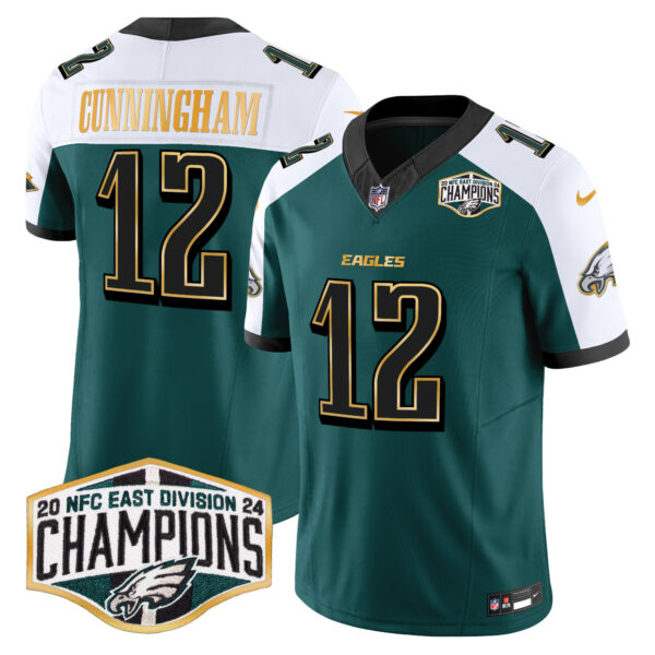 Men's Philadelphia Eagles 2024 NFC East Division Champions Gold Trim Vapor Limited Jersey - All Stitched - Image 33