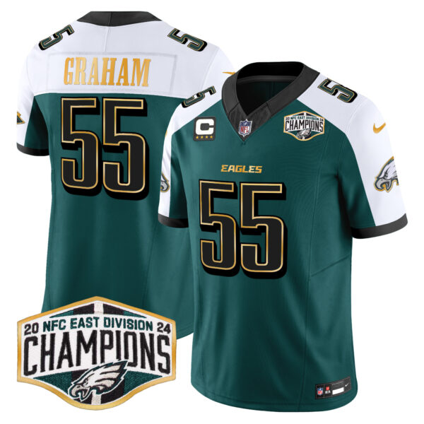 Men's Philadelphia Eagles 2024 NFC East Division Champions Gold Trim Vapor Limited Jersey - All Stitched - Image 34