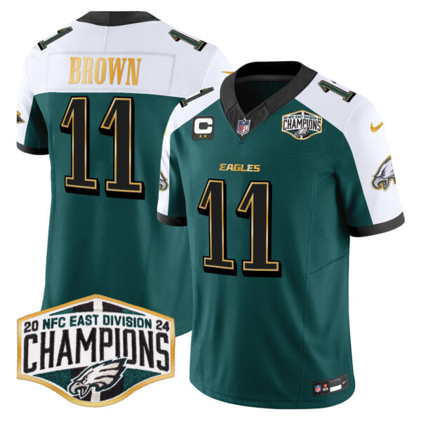 Men's Philadelphia Eagles 2024 NFC East Division Champions Gold Trim Vapor Limited Jersey - All Stitched - Image 36