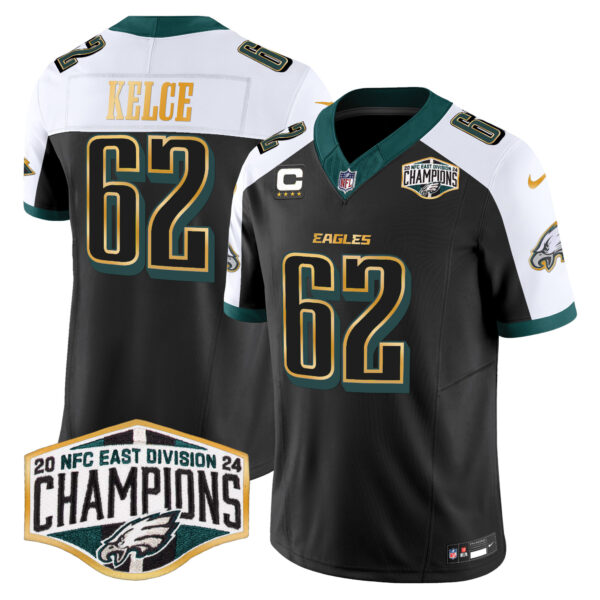 Men's Philadelphia Eagles 2024 NFC East Division Champions Gold Trim Vapor Limited Jersey - All Stitched - Image 40