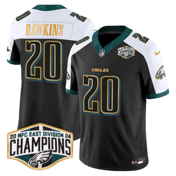 Men's Philadelphia Eagles 2024 NFC East Division Champions Gold Trim Vapor Limited Jersey - All Stitched - Image 44