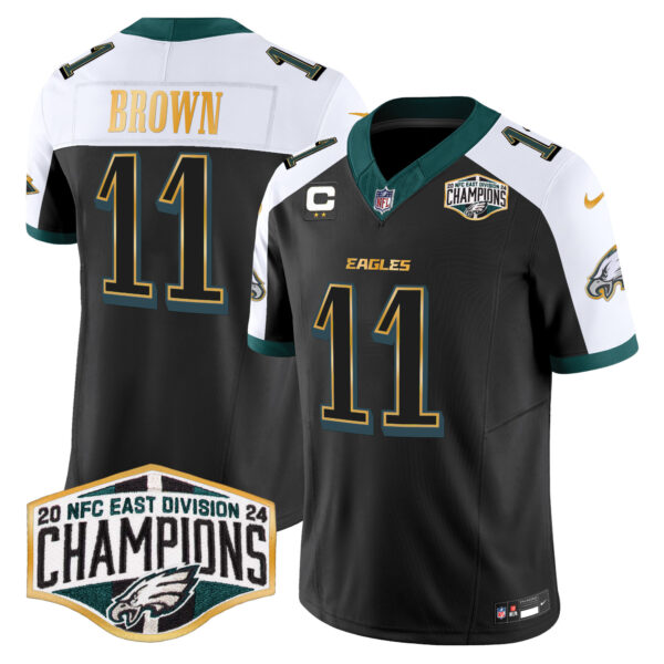 Men's Philadelphia Eagles 2024 NFC East Division Champions Gold Trim Vapor Limited Jersey - All Stitched - Image 45
