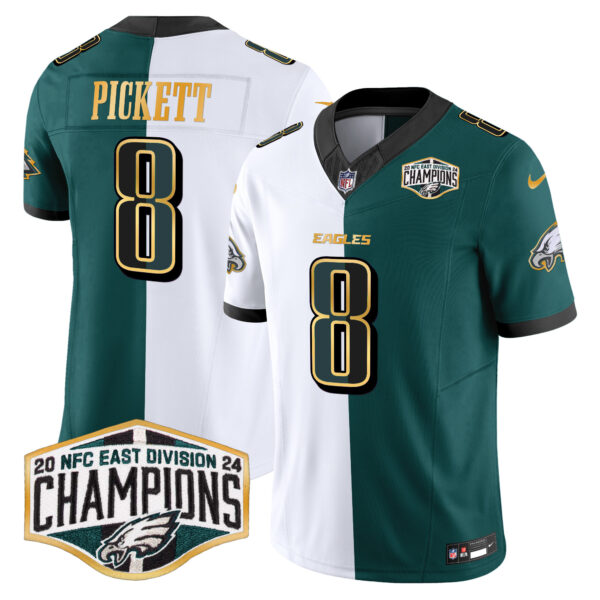 Men's Philadelphia Eagles 2024 NFC East Division Champions Gold Trim Vapor Limited Jersey - All Stitched - Image 47