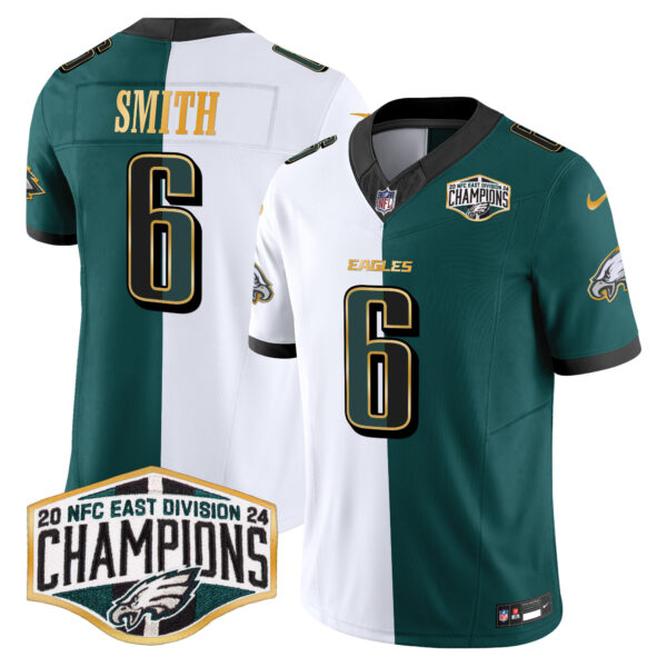 Men's Philadelphia Eagles 2024 NFC East Division Champions Gold Trim Vapor Limited Jersey - All Stitched - Image 50