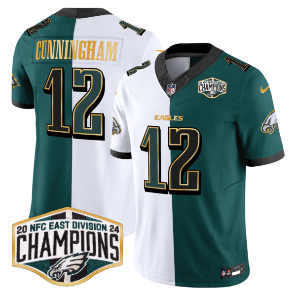 Men's Philadelphia Eagles 2024 NFC East Division Champions Gold Trim Vapor Limited Jersey - All Stitched - Image 51