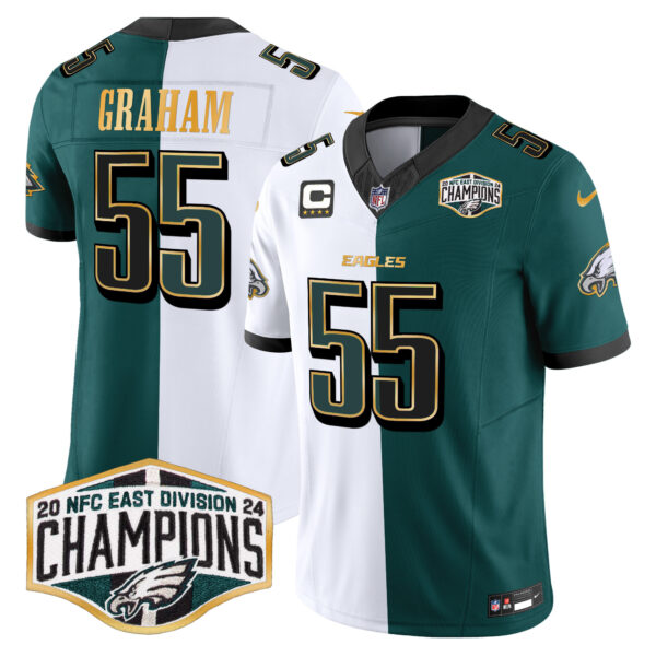 Men's Philadelphia Eagles 2024 NFC East Division Champions Gold Trim Vapor Limited Jersey - All Stitched - Image 52