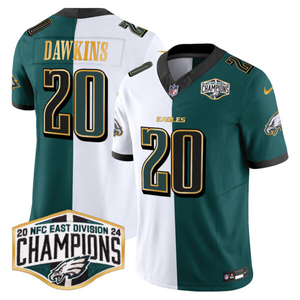 Men's Philadelphia Eagles 2024 NFC East Division Champions Gold Trim Vapor Limited Jersey - All Stitched - Image 53