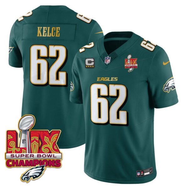 Men's Philadelphia Eagles Super Bowl LIX Champions Gold Trim Vapor Limited Jersey - All Stitched - Image 4