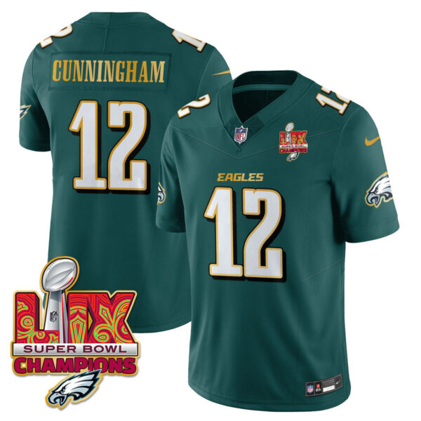 Men's Philadelphia Eagles Super Bowl LIX Champions Gold Trim Vapor Limited Jersey - All Stitched - Image 6