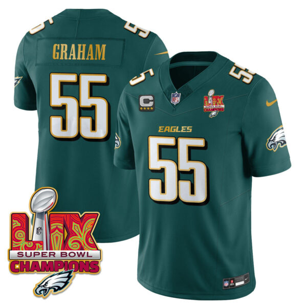 Men's Philadelphia Eagles Super Bowl LIX Champions Gold Trim Vapor Limited Jersey - All Stitched - Image 7