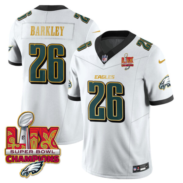 Men's Philadelphia Eagles Super Bowl LIX Champions Gold Trim Vapor Limited Jersey - All Stitched - Image 8