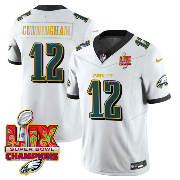 Men's Philadelphia Eagles Super Bowl LIX Champions Gold Trim Vapor Limited Jersey - All Stitched - Image 13