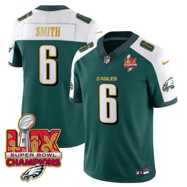 Men's Philadelphia Eagles Super Bowl LIX Champions Gold Trim Vapor Limited Jersey - All Stitched - Image 26