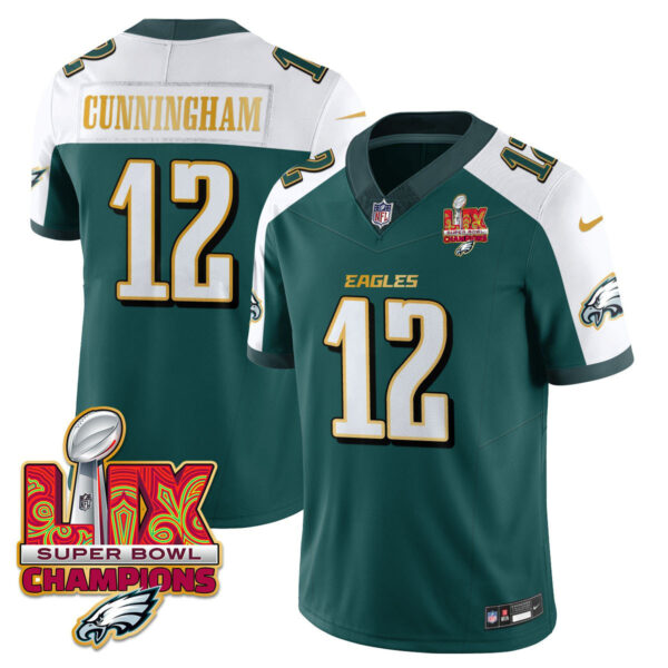 Men's Philadelphia Eagles Super Bowl LIX Champions Gold Trim Vapor Limited Jersey - All Stitched - Image 27