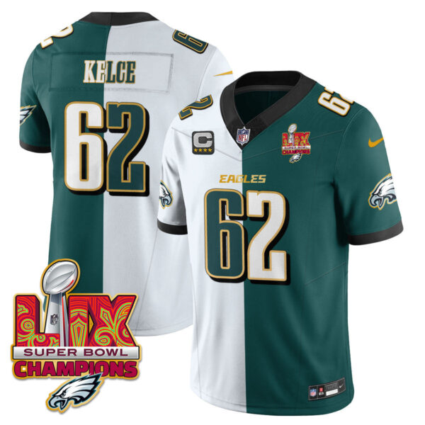 Men's Philadelphia Eagles Super Bowl LIX Champions Gold Trim Vapor Limited Jersey - All Stitched - Image 39
