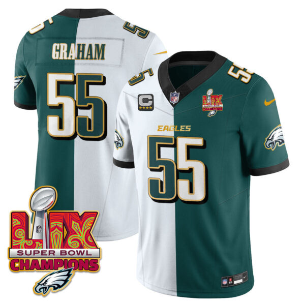 Men's Philadelphia Eagles Super Bowl LIX Champions Gold Trim Vapor Limited Jersey - All Stitched - Image 42