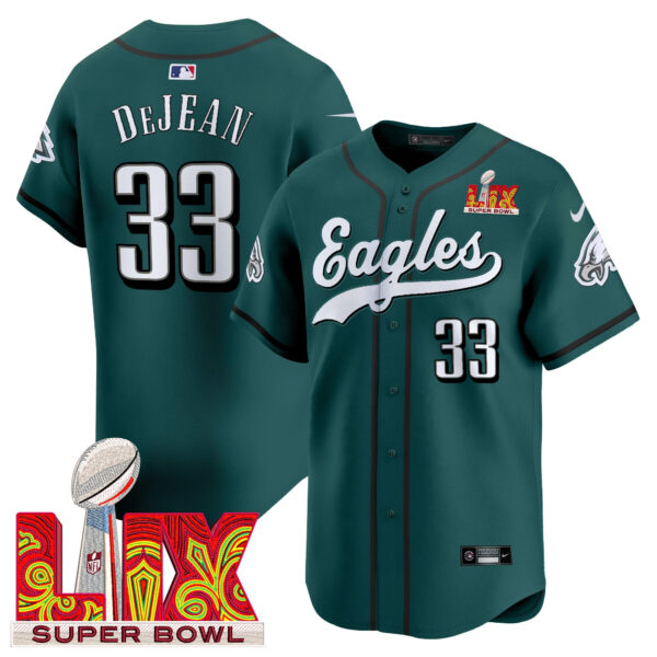 Men's Philadelphia Eagles Midnight Green Super Bowl LIX Vapor Baseball Jersey - All Stitched - Image 9