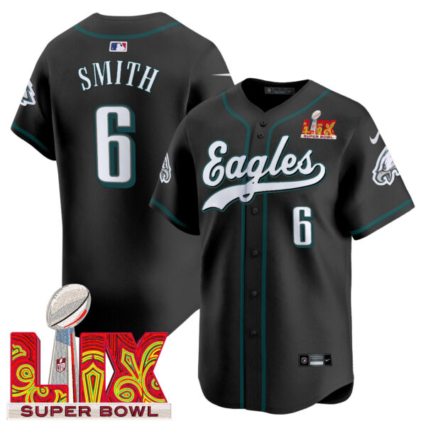 Men's Philadelphia Eagles Midnight Green Super Bowl LIX Vapor Baseball Jersey - All Stitched - Image 25