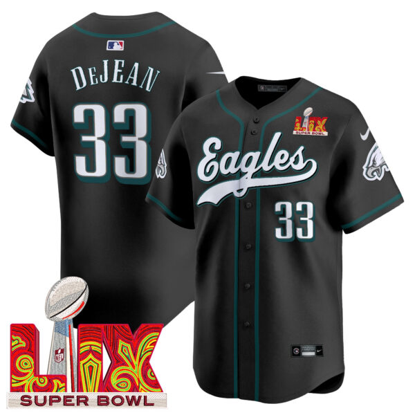Men's Philadelphia Eagles Midnight Green Super Bowl LIX Vapor Baseball Jersey - All Stitched - Image 29