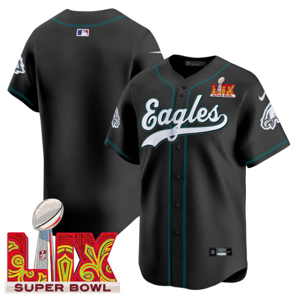 Men's Philadelphia Eagles Midnight Green Super Bowl LIX Vapor Baseball Jersey - All Stitched - Image 30