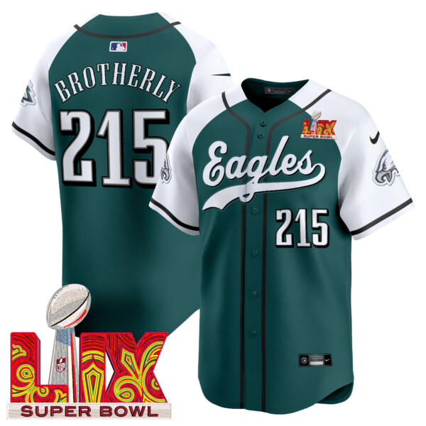 Men's Philadelphia Eagles Midnight Green Super Bowl LIX Vapor Baseball Jersey - All Stitched - Image 32