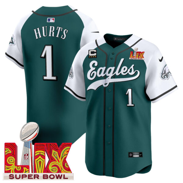 Men's Philadelphia Eagles Midnight Green Super Bowl LIX Vapor Baseball Jersey - All Stitched - Image 33