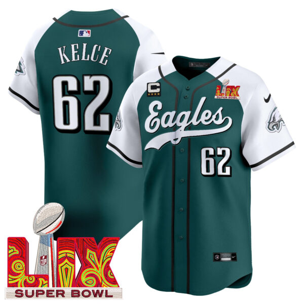 Men's Philadelphia Eagles Midnight Green Super Bowl LIX Vapor Baseball Jersey - All Stitched - Image 34
