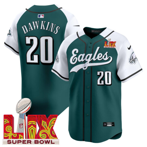 Men's Philadelphia Eagles Midnight Green Super Bowl LIX Vapor Baseball Jersey - All Stitched - Image 37
