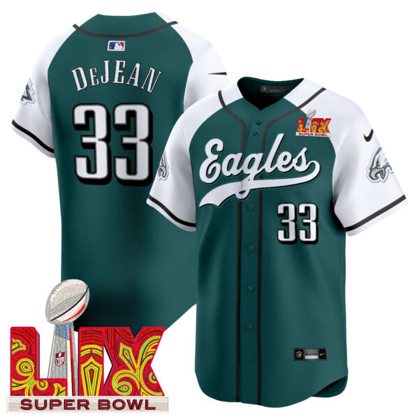Men's Philadelphia Eagles Midnight Green Super Bowl LIX Vapor Baseball Jersey - All Stitched - Image 39