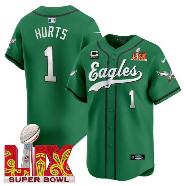 Men's Philadelphia Eagles Midnight Green Super Bowl LIX Vapor Baseball Jersey - All Stitched - Image 43