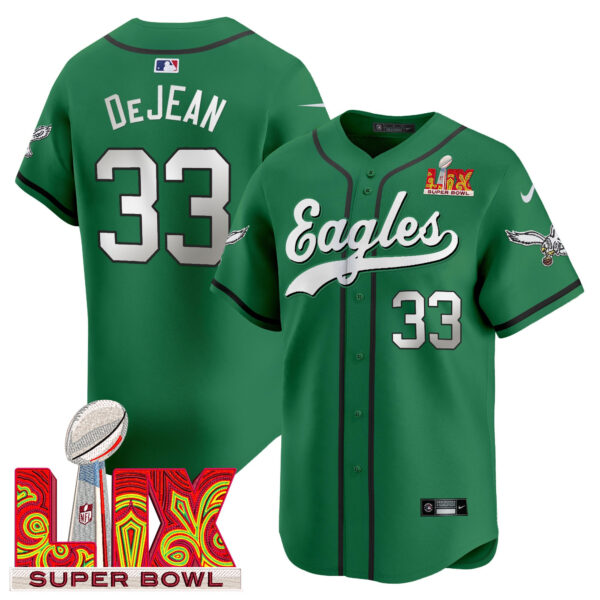 Men's Philadelphia Eagles Midnight Green Super Bowl LIX Vapor Baseball Jersey - All Stitched - Image 49