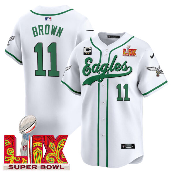 Men's Philadelphia Eagles Midnight Green Super Bowl LIX Vapor Baseball Jersey - All Stitched - Image 58