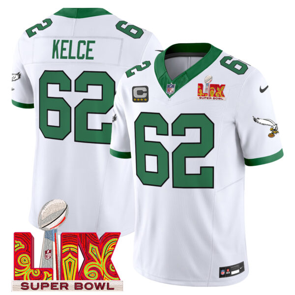Men's Philadelphia Eagles Kelly Green Super Bowl LIX Patch Vapor Limited Jersey - All Stitched - Image 4