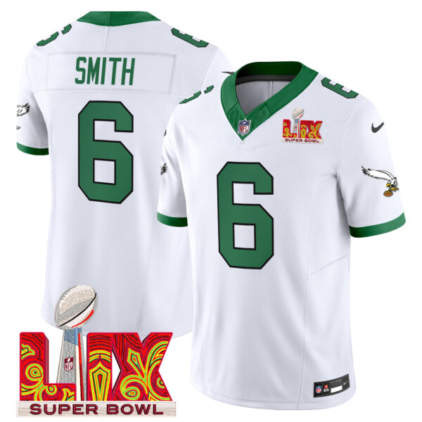 Men's Philadelphia Eagles Kelly Green Super Bowl LIX Patch Vapor Limited Jersey - All Stitched - Image 5