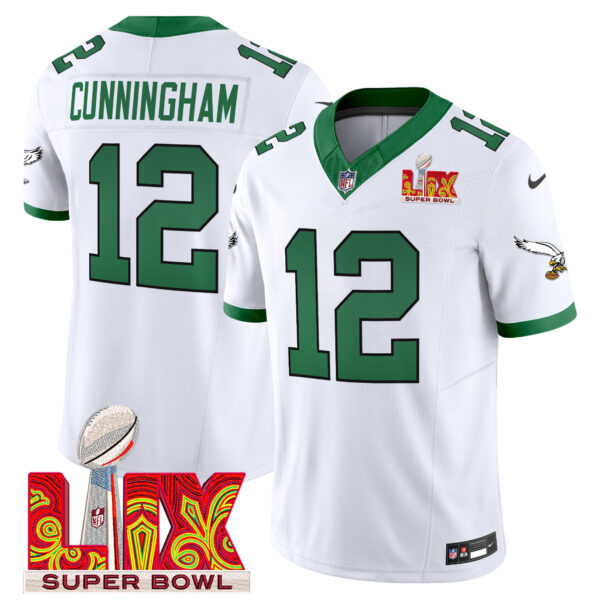Men's Philadelphia Eagles Kelly Green Super Bowl LIX Patch Vapor Limited Jersey - All Stitched - Image 6